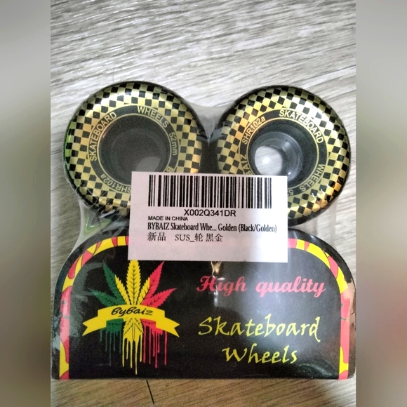 Gold & Black Plaid Skateboard Wheels - Picture 1 of 3